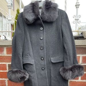 100% Lambswool Maxi Coat with fur collar and cuffs